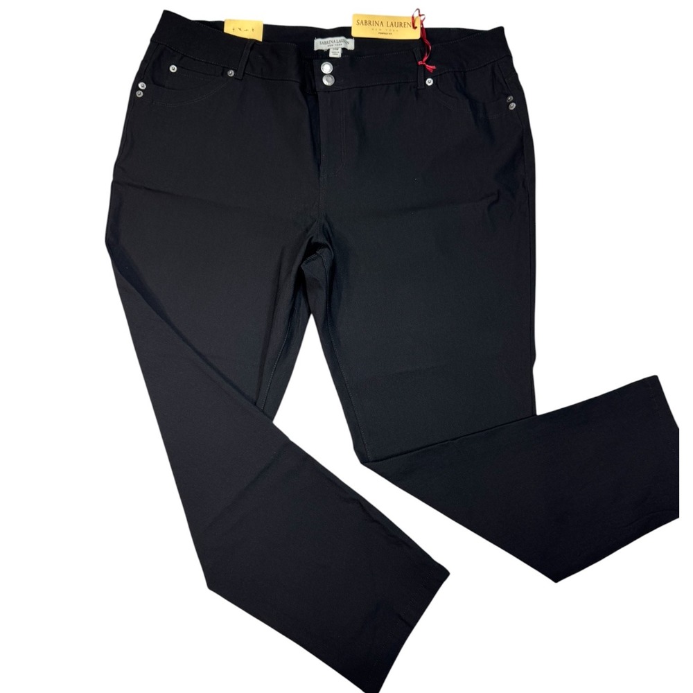 Sabrina Lauren New York Plus Size 24W Black Perfect Fit Straight Leg Pants NWT